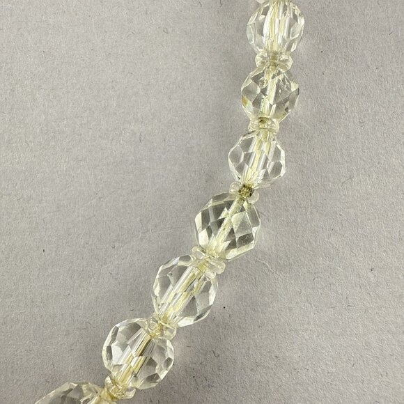 Antique Art Deco 14k White Gold Rock Quartz Crystal Necklace Faceted Small 13.5" - Picture 9 of 14